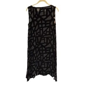Eileen Fisher Black Velvet Burnout Tunic Dress Womens Size XS‎ Silk Classic